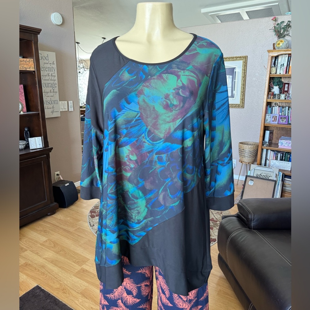 Apparel Love multicolored abstract 3/4 sleeves blouse-size L